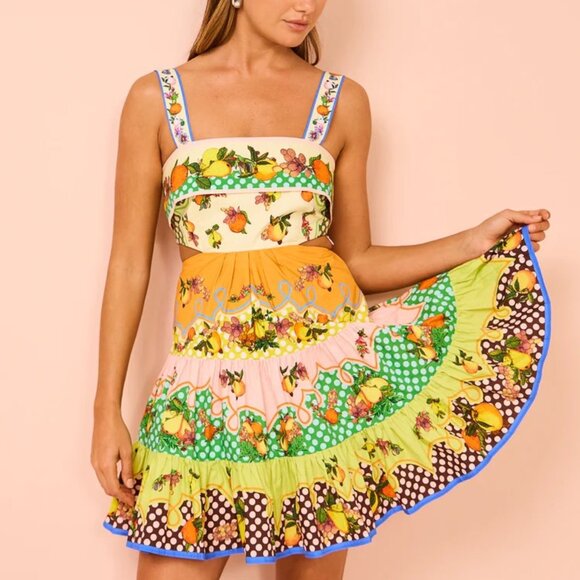 Alemais Lemonis Print Cuotut Organic Cotton Minidress